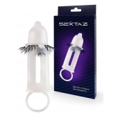 Эластичная насадка на пенис с подхватом мошонки и стимулирующими «ресничками» - Sextaz - в Петропавловске-Камчатском купить с доставкой