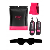 Черно-розовый эротический набор: маска, наручники и повязка - Erokay - купить с доставкой в Петропавловске-Камчатском