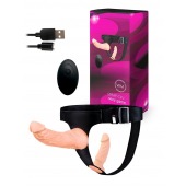 Женский страпон с 2 насадками, вибрацией и пультом ДУ - Erowoman-Eroman - купить с доставкой в Петропавловске-Камчатском