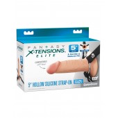 Телесный пустотелый фаллопротез 5’’ Hollow Silicone Strap-On - 14 см. - Pipedream - купить с доставкой в Петропавловске-Камчатском