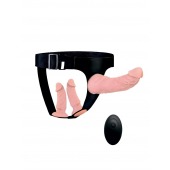 Женский страпон с 3 насадками и вибрацией - Erowoman-Eroman - купить с доставкой в Петропавловске-Камчатском