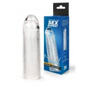 Прозрачная закрытая насадка на пенис с ребрышками - 16 см. - Sex Expert - в Петропавловске-Камчатском купить с доставкой