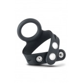 Черное эрекционное кольцо с подхватом мошонки на кнопках VS6 - Blush Novelties - в Петропавловске-Камчатском купить с доставкой