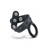 Черное эрекционное кольцо с подхватом мошонки на кнопках VS6 - Blush Novelties - в Петропавловске-Камчатском купить с доставкой