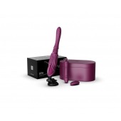 Фиолетовая секс-машина с функцией нагрева, насадками и присоской Sesh - Zalo - купить с доставкой в Петропавловске-Камчатском