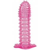 Гелевая розовая насадка с шипами - 12 см. - Toyfa Basic - в Петропавловске-Камчатском купить с доставкой