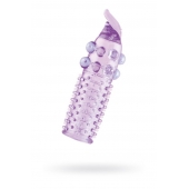 Гелевая фиолетовая насадка с шариками, шипами и усиком - 11 см. - Toyfa Basic - в Петропавловске-Камчатском купить с доставкой