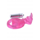 Розовая вибронасадка со стимулятор клитора   Язычок - Toyfa Basic - в Петропавловске-Камчатском купить с доставкой
