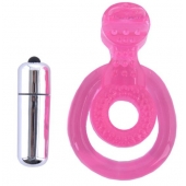 Розовая вибронасадка со стимулятор клитора   Язычок - Toyfa Basic - в Петропавловске-Камчатском купить с доставкой