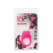 Розовое эрекционное кольцо с щеточкой LIT-UP SILICONE STIMU RING 5 - Dream Toys - в Петропавловске-Камчатском купить с доставкой