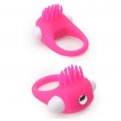 Розовое эрекционное кольцо с щеточкой LIT-UP SILICONE STIMU RING 5 - Dream Toys - в Петропавловске-Камчатском купить с доставкой