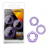 Набор из 3 фиолетовых эрекционных колец Stay Hard Beaded Cockrings - Blush Novelties - в Петропавловске-Камчатском купить с доставкой