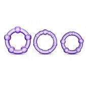 Набор из 3 фиолетовых эрекционных колец Stay Hard Beaded Cockrings - Blush Novelties - в Петропавловске-Камчатском купить с доставкой