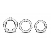 Набор из 3 прозрачных эрекционных колец Stay Hard Beaded Cockrings - Blush Novelties - в Петропавловске-Камчатском купить с доставкой