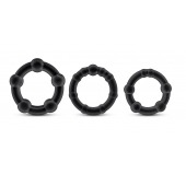 Набор из 3 чёрных эрекционных колец Stay Hard Beaded Cockrings - Blush Novelties - в Петропавловске-Камчатском купить с доставкой