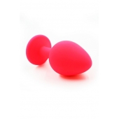 Розовая силиконовая анальная пробка с красным кристаллом - 7 см. - Kanikule - купить с доставкой в Петропавловске-Камчатском