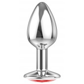 Малая серебристая анальная пробка Diamond Red Sparkle Small с красным кристаллом - 7 см. - Lola Games - купить с доставкой в Петропавловске-Камчатском