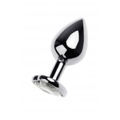 Серебристая анальная пробка с прозрачным кристаллом-сердцем - 8 см. - ToyFa - купить с доставкой в Петропавловске-Камчатском