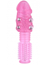 Стимулирующая розовая насадка с шишечками и шипами - 13,5 см. - Toyfa Basic - в Петропавловске-Камчатском купить с доставкой