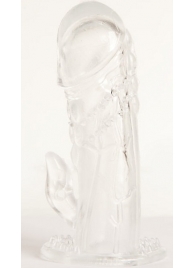 Прозрачная гелевая насадка с клиторальным отростком - 13 см. - Toyfa Basic - в Петропавловске-Камчатском купить с доставкой