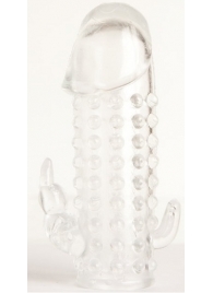 Гелевая прозрачная насадка с 2 отростками - 13 см. - Toyfa Basic - в Петропавловске-Камчатском купить с доставкой