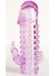 Закрытая фиолетовая насадка с 2 отростками - 13 см. - Toyfa Basic - в Петропавловске-Камчатском купить с доставкой