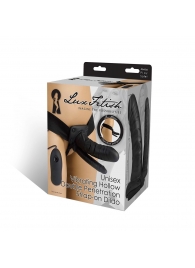 Полый страпон с двумя отростками и вибрацией Unisex Vibrating Hollow Strap-On Double Penetrating Dildo - 17,8 см. - Lux Fetish - купить с доставкой в Петропавловске-Камчатском