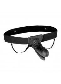 Полый страпон с двумя отростками и вибрацией Unisex Vibrating Hollow Strap-On Double Penetrating Dildo - 17,8 см. - Lux Fetish - купить с доставкой в Петропавловске-Камчатском