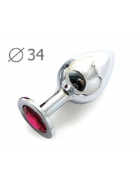 Коническая серебристая анальная втулка с малиновым кристаллом - 8,2 см. - Anal Jewelry Plug - купить с доставкой в Петропавловске-Камчатском