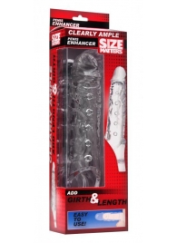 Прозразная закрытая насадка на пенис с поддержкой мошонки Clearly Ample Penis Enhancer - 22 см. - XR Brands - в Петропавловске-Камчатском купить с доставкой