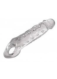 Прозразная закрытая насадка на пенис с поддержкой мошонки Clearly Ample Penis Enhancer - 22 см. - XR Brands - в Петропавловске-Камчатском купить с доставкой