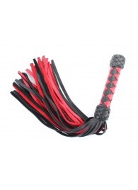 Черно-красная клеть с плетеной ручкой с ромбовидным узором - 45 см. - БДСМ Арсенал - купить с доставкой в Петропавловске-Камчатском