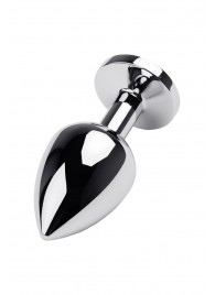 Серебристая коническая анальная пробка с красным кристаллом - 8 см. - ToyFa - купить с доставкой в Петропавловске-Камчатском