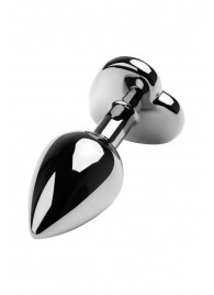 Серебристая коническая анальная пробка с красным кристаллом-сердечком - 7 см. - ToyFa - купить с доставкой в Петропавловске-Камчатском