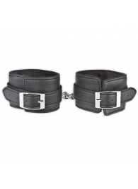 Черные фиксаторы для ног на цепи с мехом внутри - Lux Fetish - купить с доставкой в Петропавловске-Камчатском