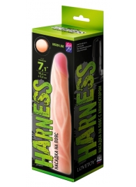 Телесная насадка с венками на Harness с коннектором GREEN LINE - 18 см. - LOVETOY (А-Полимер) - купить с доставкой в Петропавловске-Камчатском