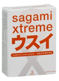 Ультратонкие презервативы Sagami Xtreme SUPERTHIN - 3 шт. - Sagami - купить с доставкой в Петропавловске-Камчатском