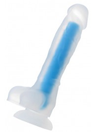 Прозрачно-синий фаллоимитатор, светящийся в темноте, Bruce Glow - 22 см. - ToyFa