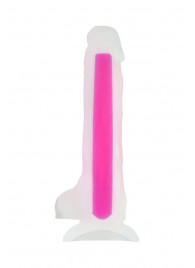 Прозрачно-розовый фаллоимитатор, светящийся в темноте, Clark Glow - 22 см. - ToyFa