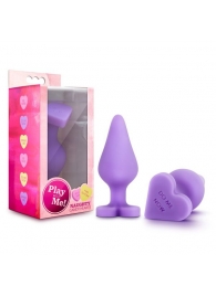 Фиолетовая анальная пробка Naughty Candy Heart Do Me Now - 8,9 см. - Blush Novelties - купить с доставкой в Петропавловске-Камчатском
