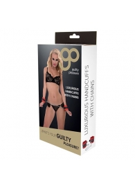 Красно-чёрные наручники на металлической цепочке - Blush Novelties - купить с доставкой в Петропавловске-Камчатском