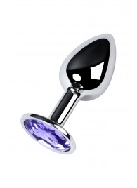 Серебристая конусовидная анальная пробка с фиолетовым кристаллом - 7 см. - ToyFa - купить с доставкой в Петропавловске-Камчатском