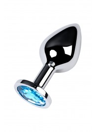 Серебристая конусовидная анальная пробка с голубым кристаллом - 8 см. - ToyFa - купить с доставкой в Петропавловске-Камчатском