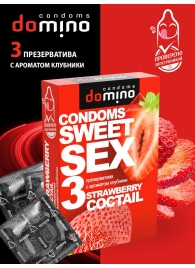 Презервативы для орального секса DOMINO Sweet Sex с ароматом клубничного коктейля  - 3 шт. - Domino - купить с доставкой в Петропавловске-Камчатском