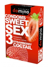 Презервативы для орального секса DOMINO Sweet Sex с ароматом клубничного коктейля  - 3 шт. - Domino - купить с доставкой в Петропавловске-Камчатском