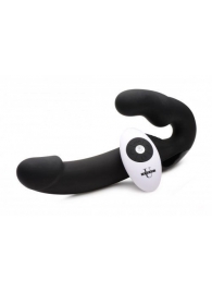 Черный безремневой страпон Urge Silicone Strap On с пультом ДУ - 24 см. - XR Brands - купить с доставкой в Петропавловске-Камчатском