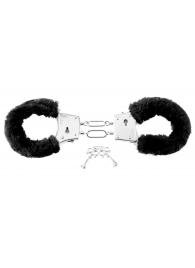 Меховые чёрные наручники Beginner s Furry Cuffs - Pipedream - купить с доставкой в Петропавловске-Камчатском