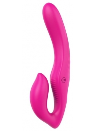 Ярко-розовый безремневой страпон REMOTE DOUBLE DIPPER - 22 см. - Dream Toys - купить с доставкой в Петропавловске-Камчатском