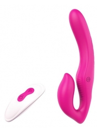 Ярко-розовый безремневой страпон REMOTE DOUBLE DIPPER - 22 см. - Dream Toys - купить с доставкой в Петропавловске-Камчатском