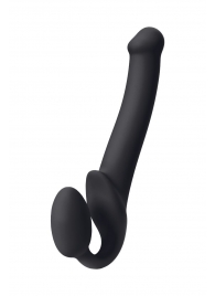 Черный безремневой страпон Silicone Bendable Strap-On M - Strap-on-me - купить с доставкой в Петропавловске-Камчатском